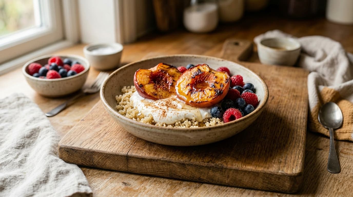 Roasted Peach & Quinoa Bowl