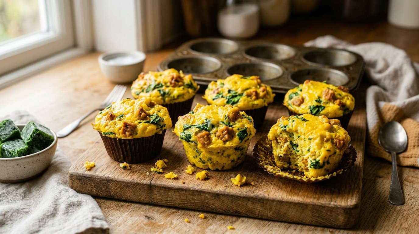 Tempeh, Egg & Spinach Muffins